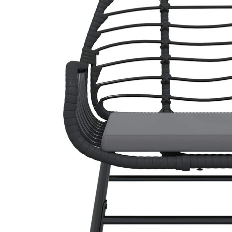 5-delige Tuinset met kussens poly rattan glas zwart