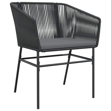 7-delige Tuinset met kussens poly rattan glas zwart