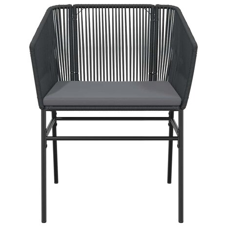 7-delige Tuinset met kussens poly rattan glas zwart