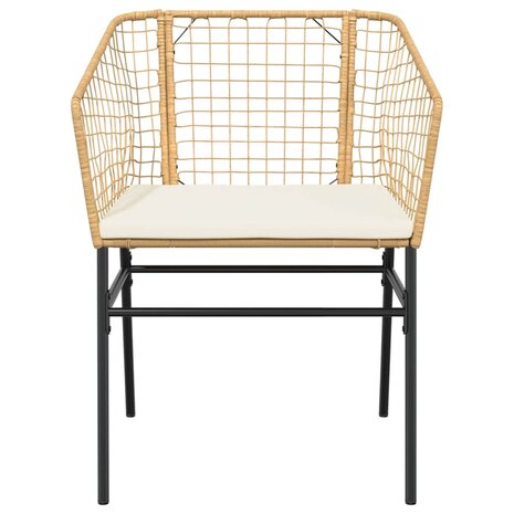7-delige Tuinset met kussens poly rattan glas bruin