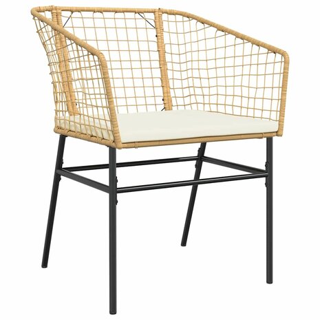 7-delige Tuinset met kussens poly rattan glas bruin