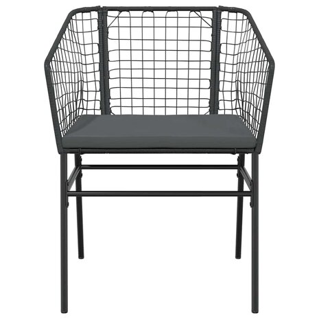 7-delige Tuinset met kussens poly rattan glas zwart