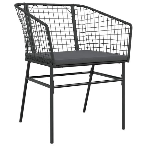 5-delige Tuinset met kussens poly rattan glas zwart