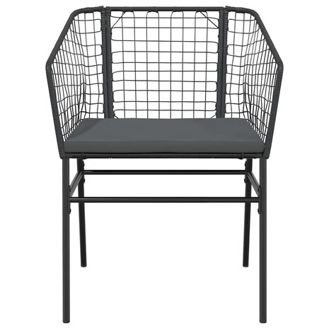 5-delige Tuinset met kussens poly rattan glas zwart