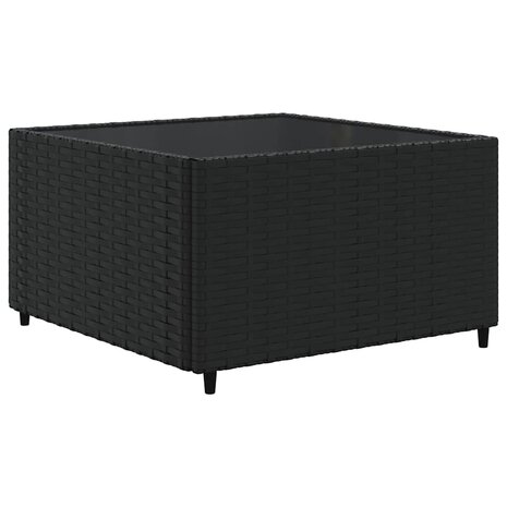 7-delige Loungeset met kussens poly rattan zwart