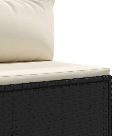 7-delige Loungeset met kussens poly rattan zwart
