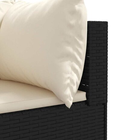 7-delige Loungeset met kussens poly rattan zwart
