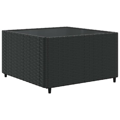 7-delige Loungeset met kussens poly rattan zwart