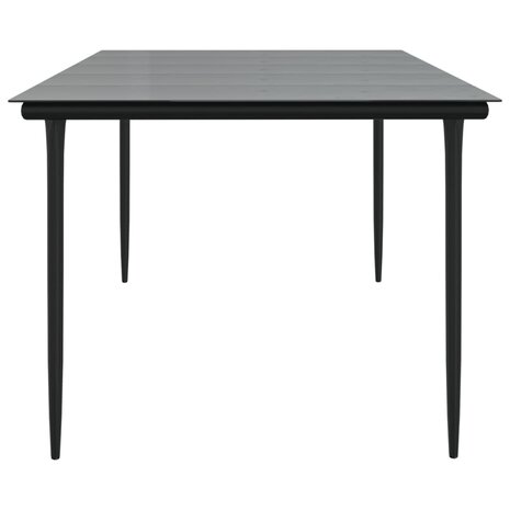 Tuintafel 200x100x74cm staal en gehard glas zwart