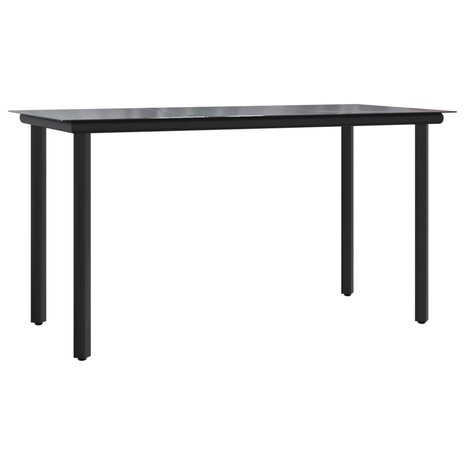 Tuintafel 200x100x74cm staal en gehard glas zwart