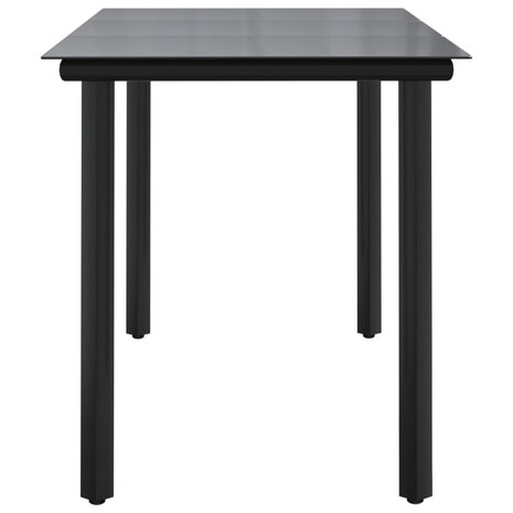 Tuintafel 200x100x74cm staal en gehard glas zwart