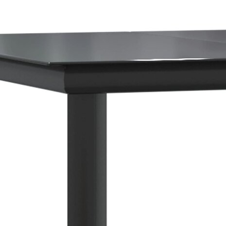 Tuintafel 200x100x74cm staal en gehard glas zwart