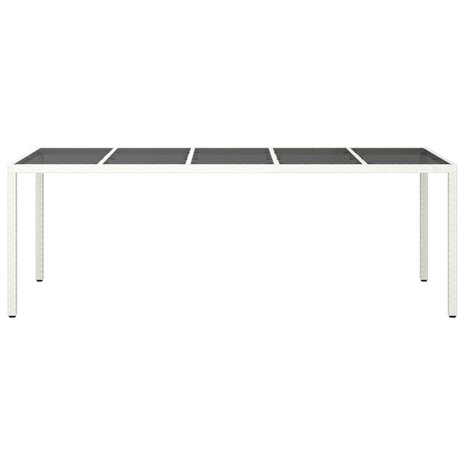 Tuintafel 250x100x75 cm poly rattan en gehard glas wit