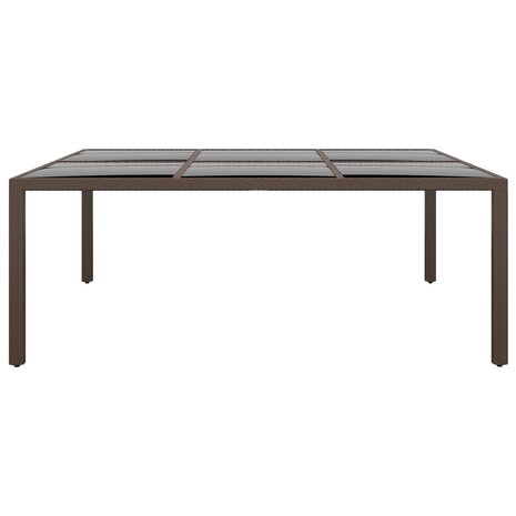 Tuintafel met glazen blad 200x150x75 cm rattan bruin