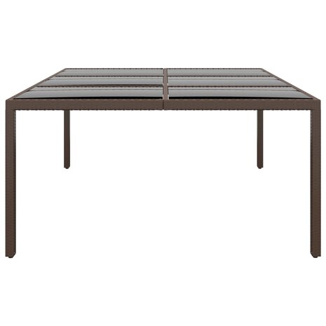 Tuintafel met glazen blad 200x150x75 cm rattan bruin