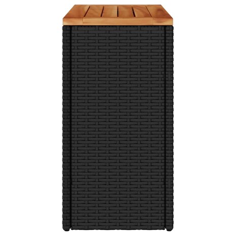 Tuinbijzettafel met houten blad 58x27,5x55 cm poly rattan zwart