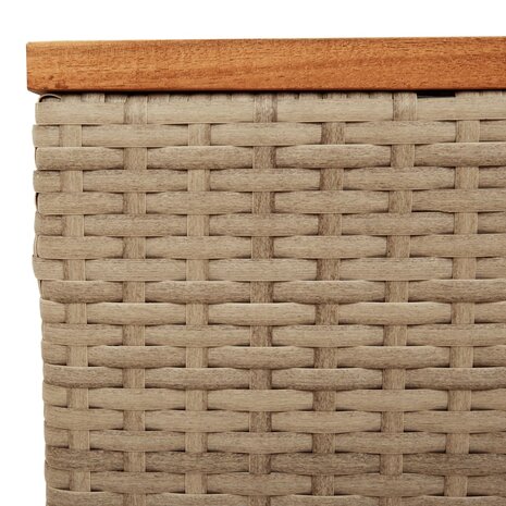 Tuintafel 55x55x37 cm poly rattan en acaciahout beige