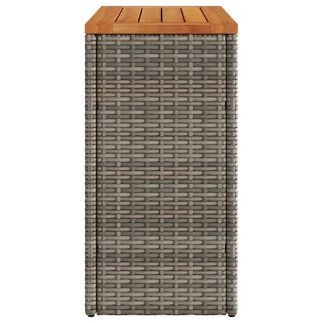 Tuinbijzettafel met houten blad 58x27,5x55 cm poly rattan grijs