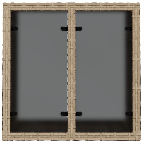Tuintafel met glazen blad 55x55x37 cm poly rattan beige