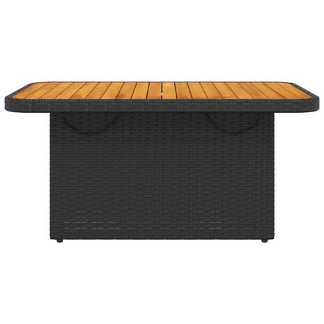Tuintafel 90x55x71 cm poly rattan en massief acaciahout zwart