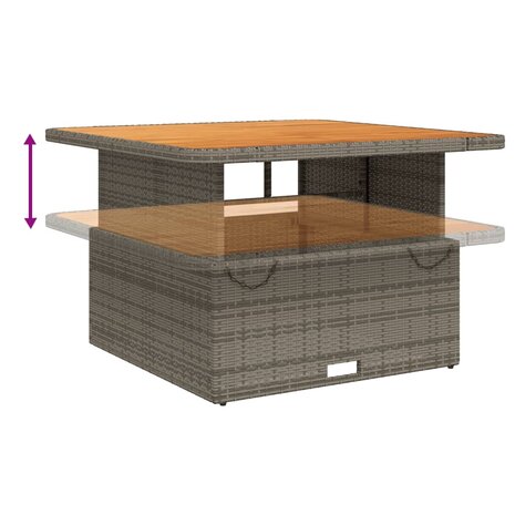 Tuintafel 110x110x71 cm poly rattan en acaciahout grijs