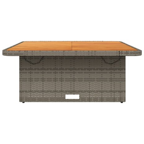 Tuintafel 110x110x71 cm poly rattan en acaciahout grijs