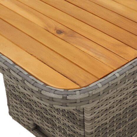 Tuintafel 110x110x71 cm poly rattan en acaciahout grijs