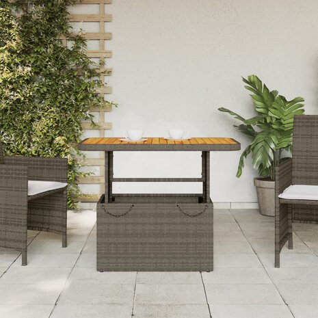 Tuintafel 90x55x71 cm poly rattan en acaciahout grijs