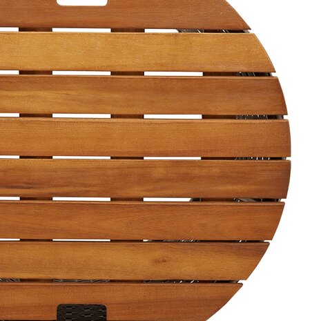 Tuinbijzettafels 2 st met houten blad poly rattan grijs