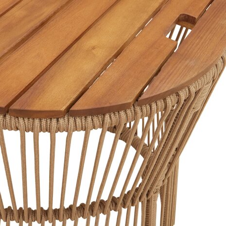 Tuinbijzettafels 2 st met houten blad poly rattan beige