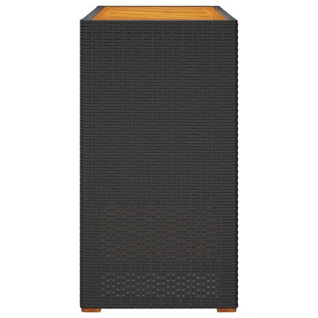 Tuinbijzettafel met houten blad 100x40x75 cm poly rattan zwart