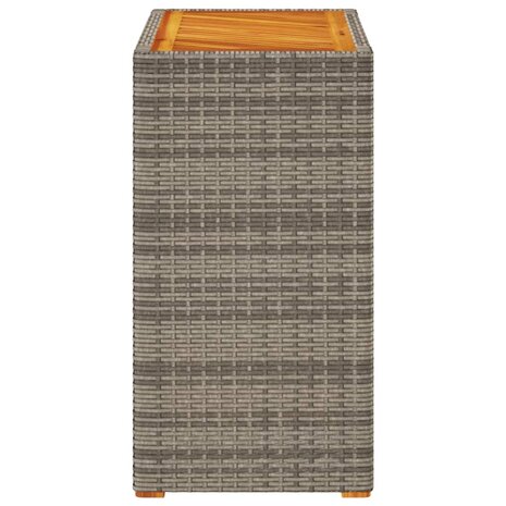 Tuinbijzettafel met houten blad 60x40x75 cm poly rattan grijs