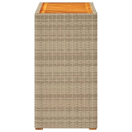 Tuinbijzettafel met houten blad 60x40x75 cm poly rattan beige
