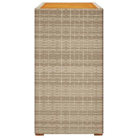 Tuinbijzettafel met houten blad 100x40x75 cm poly rattan beige