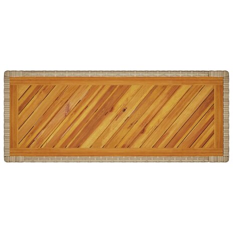 Tuinbijzettafel met houten blad 100x40x75 cm poly rattan beige