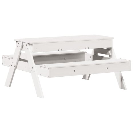 Picknicktafel met zandbak voor kinderen massief grenenhout wit