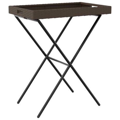Dienbladtafel inklapbaar 65x40x75 cm poly rattan bruin