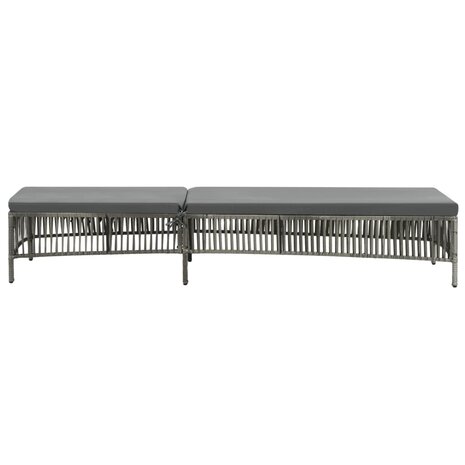Ligbed met kussen poly rattan grijs