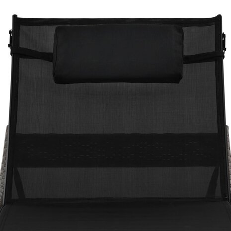 Ligbed met kussen poly rattan bruin