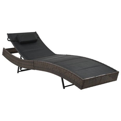 Ligbed poly rattan en textileen bruin