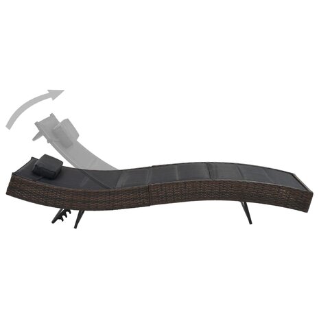 Ligbed poly rattan en textileen bruin