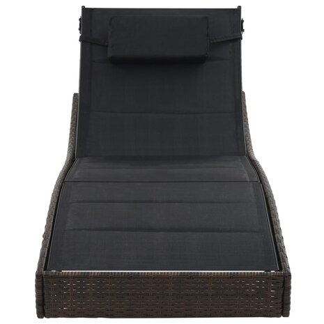 Ligbed poly rattan en textileen bruin