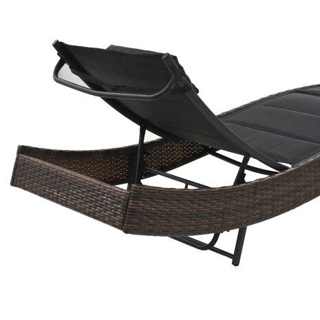 Ligbed poly rattan en textileen bruin