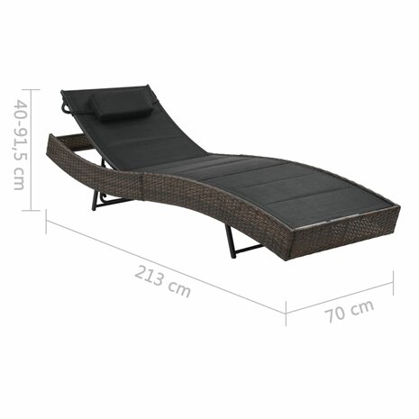 Ligbed poly rattan en textileen bruin