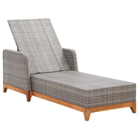Ligbed poly rattan en massief acaciahout grijs