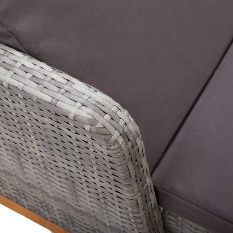 Ligbed poly rattan en massief acaciahout grijs