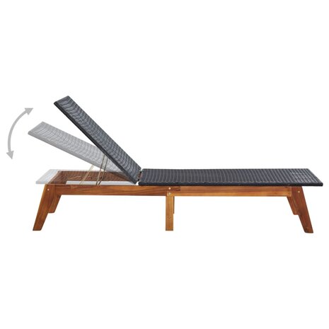 Ligbed poly rattan en massief acaciahout