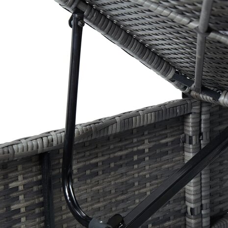 Ligbed met kussen poly rattan grijs