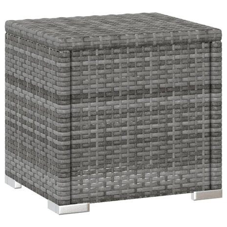 Ligbed met kussen en theetafel poly rattan grijs