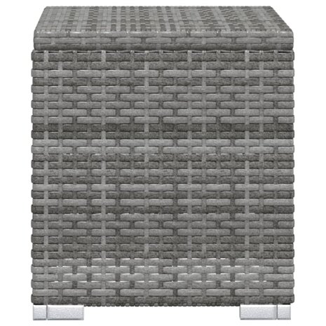 Ligbed met kussen en theetafel poly rattan grijs